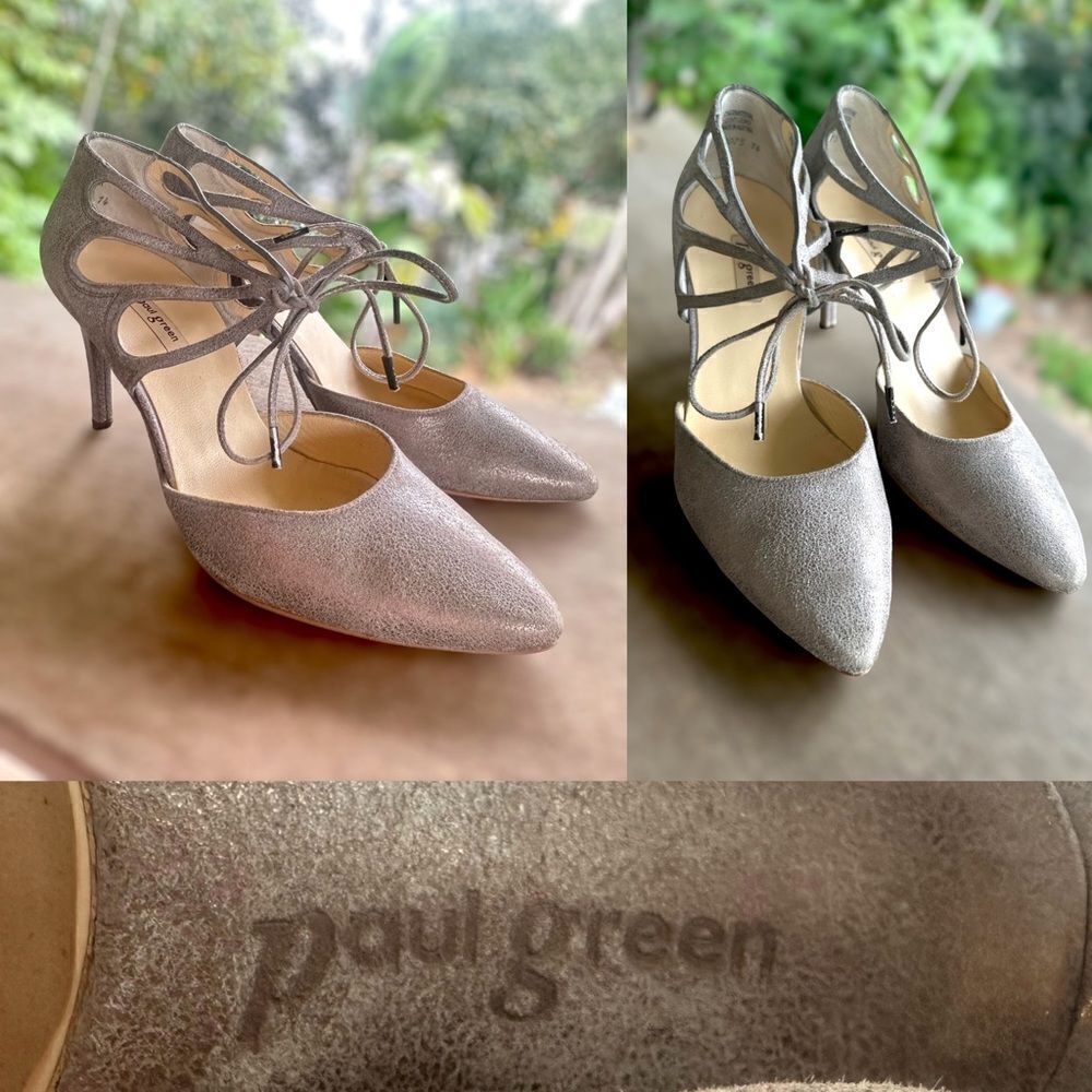 Paul Green Justine Ghillie d’Orsay Pumps Smoke Metallic Size 6 UK US 8.5
